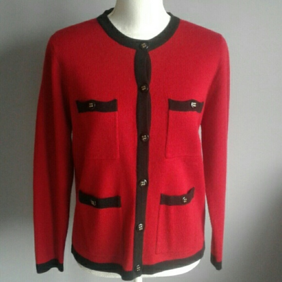 Vintage Sweaters - Vintage Milano Tipped 4-Pocket Cardigan